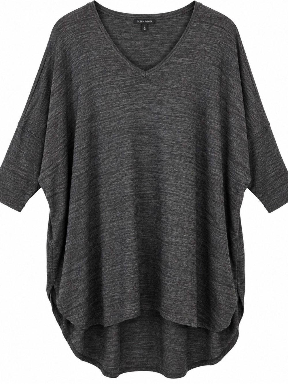 Eileen Fisher Merino Wool Oversized V Neck Tunic Gray L